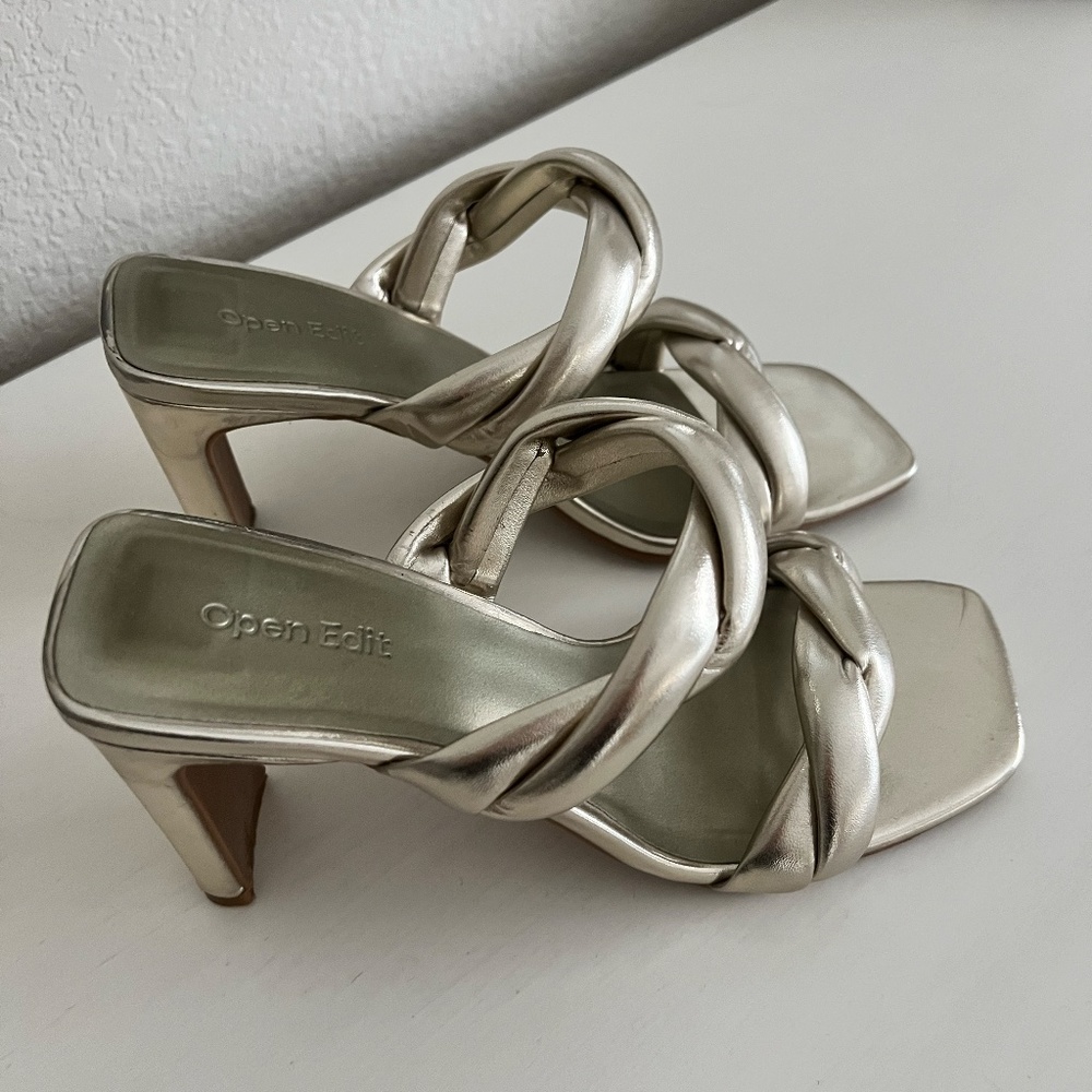 Worn Once! Open Edit Remy Twisted Gold Sandal Hee… - image 4